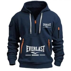 Men’s Fitness Hoodie Sweatshirt Multi Pocket Half Zip Long Sleeve Sports Pullover