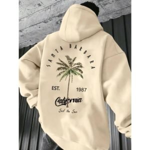 Tropical Streetwear Hoodie Palm Tree Print Long Sleeve Loose Fit Sweatshirt