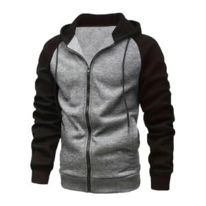 Zipper Fleece Hooded Jacket Unisex Loose Fit Sweatshirt Top Plus Size Casual Wear