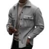 Men’s Winter Fleece Coat American Retro Lapel Jacket Single Breasted Casual Outerwear