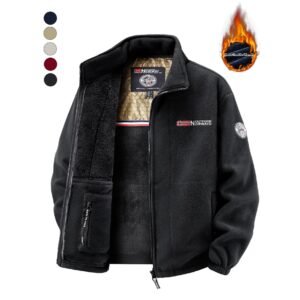 Men’s Autumn Winter Fleece Jacket Soft Warm Wind-Resistant Casual Outerwear