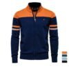 Men’s 100% Cotton Zipper Cardigan Casual Patchwork Knitted Sweater for Youth