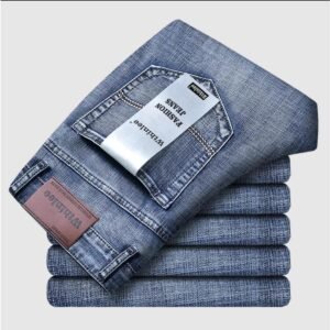 Men’s Straight Fit Denim Pants Stretch Casual Work Jeans Classic Fashion Trousers