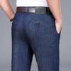Men’s Thin Denim Jeans Classic Straight Fit Stretch Loose Business Casual Pants