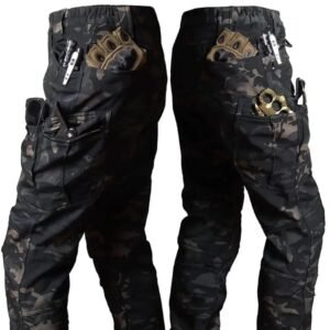 Men Tactical Cargo Pants Shark Skin Soft Shell Outdoor Multi-Pocket Windproof Waterproof