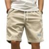 Men's Casual Cargo Shorts Summer Retro Corduroy Solid Color Sports Breathable Pants