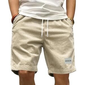 Men's Casual Cargo Shorts Summer Retro Corduroy Solid Color Sports Breathable Pants