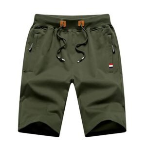 Men’s Casual Cotton Bermuda Shorts Summer Breathable Sweat Shorts Black