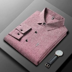 Men's Business Casual Long Sleeved Printed Shirt Wrinkle Resistance No Iron Comfort