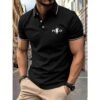 Men's Slim Fit Polo Shirt Gym Running Sports Elastic Short Sleeve Fitness Casual Top