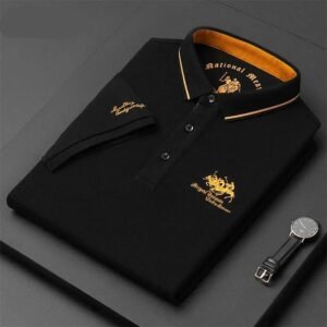 Pure Cotton Short Sleeve Polo Men Summer Fashion High-End Brand Pony Embroidery Top