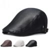 Men's Imitation Sheepskin Beret Leather Cap Elderly Forward Hat Literary Retro