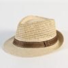 Men Straw Fedora Hat Panama Summer Sun Hats Derby Trilby Bowler Breathable Cap