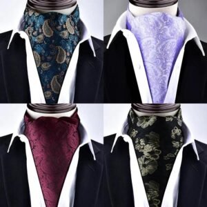 Retro Floral Ascot Scarf Men British Fashion Suit Neck Shirt Collar Warm Scarf
