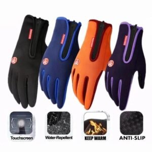 Man Warm Winter Gloves Touchscreen Water-Repellent Windproof Ski Cycling Black