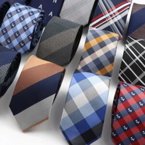 Men’s 6cm Slim Necktie Polyester Jacquard Skinny Tie for Business, Formal Events and Daily Wear