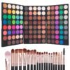 Professional 120 Color Eyeshadow Palette Matte and Shimmer Waterproof Kit with 20 Brushes