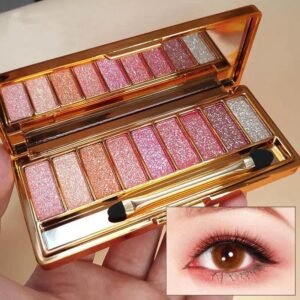 Pearl Shimmer Eyeshadow Palette 9 Colors Long-Lasting Waterproof Natural Earth Tone Makeup