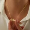 Custom Name Pendant Necklace Stainless Steel Cursive Letter Chain Choker Personalized Jewelry