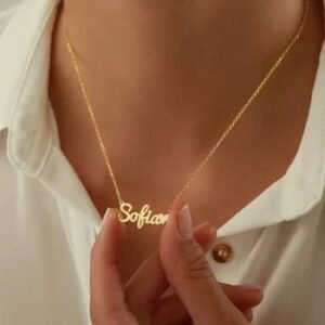 Custom Name Pendant Necklace Stainless Steel Cursive Letter Chain Choker Personalized Jewelry