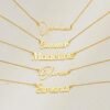 Custom Cursive Name Necklace Stainless Steel Letter Pendant Adjustable Chain Choker Jewelry