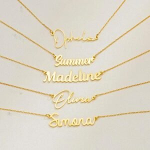 Custom Cursive Name Necklace Stainless Steel Letter Pendant Adjustable Chain Choker Jewelry