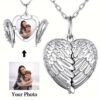 Angel Wing Memory Box Necklace Custom Picture Pendant Small Locket Jewelry for Men Women