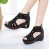 Women’s Rhinestone Sandals Soft Sole Wedge Heels Hollow Out Roman Style Shoes