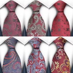 Elegant Men’s Paisley Tie Set 7cm Jacquard Slim Necktie with Handkerchief
