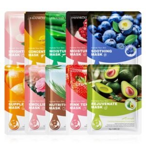 Fruit Face Mask Set 10PCS Moisturizing Hydrating Brightening Firming Skincare Masks