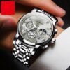 OLEVS Classic Men Watch Quartz Chronograph Moon Phase 24 Hour Waterproof Wristwatch