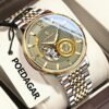 POEDAGAR Automatic Skeleton Watch Stainless Steel Tourbillon Style Luminous Luxury Men Wristwatch