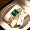 POEDAGAR Women Square Watch Stainless Steel Quartz Elegant Waterproof Ladies Wristwatch