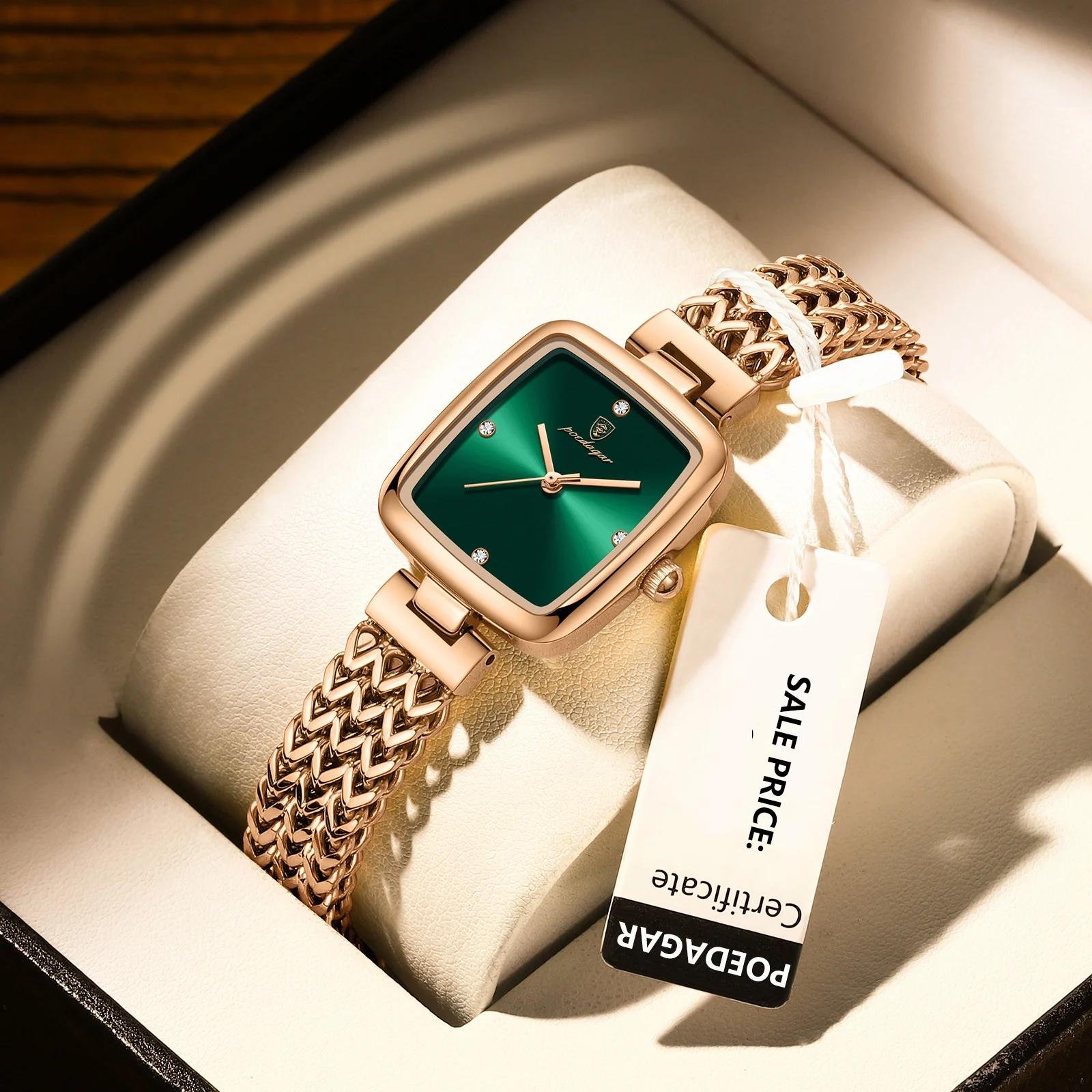 19562-83c949.jpeg POEDAGAR Women Square Watch Stainless Steel Quartz Elegant Waterproof Ladies Wristwatch