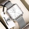 POEDAGAR Women Mesh Stainless Steel Watch Square Elegant Quartz Waterproof Ladies Wristwatch