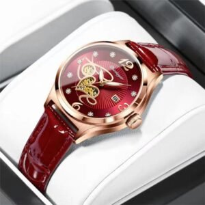 POEDAGAR Women Quartz Watch Luxury Elegant Leather Waterproof Luminous Date Casual Wristwatch Gift