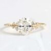 Elegant Moissanite Oval Ring 925 Sterling Silver Gold Plated Zircon Engagement Ring for Women