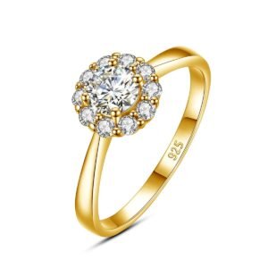 Elegant Flower Moissanite Ring for Women 5mm Sterling Silver Engagement and Wedding Jewelry