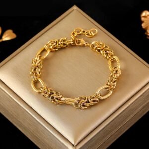 Trendy Twisted Stainless Steel Bracelet Women’s 18K Gold Waterproof Bangle Jewelry