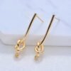 24K Gold Plated Brass Earrings Findings Set 4PCS Long Line Knot Stud DIY Jewelry Accessories
