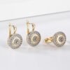 Elegant Retro Disc Jewelry Set for Women Two Color 14K Gold Plated Earrings and Ring