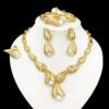 Elegant 4PCS Freshwater Pearl Set Italy Style 18K Gold Plated Water Drop Jewelry for Women