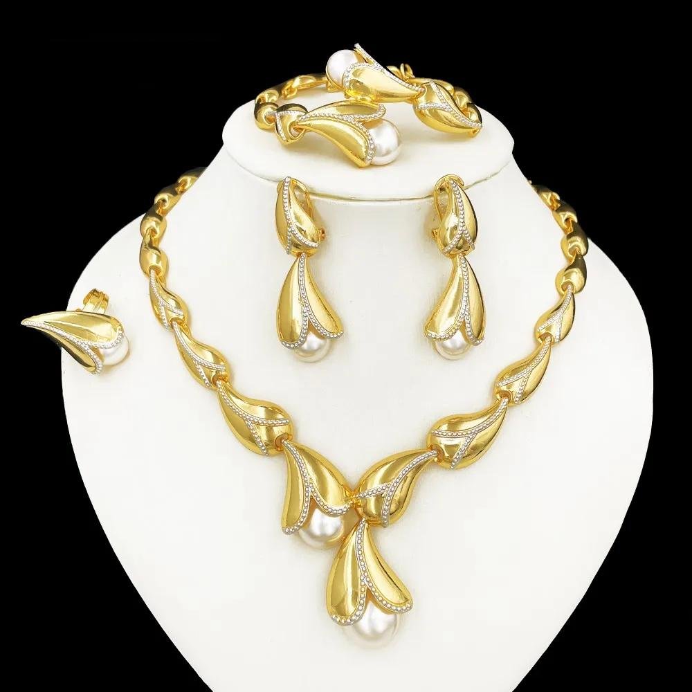 22742-188b1f.jpeg Elegant 4PCS Freshwater Pearl Set Italy Style 18K Gold Plated Water Drop Jewelry for Women