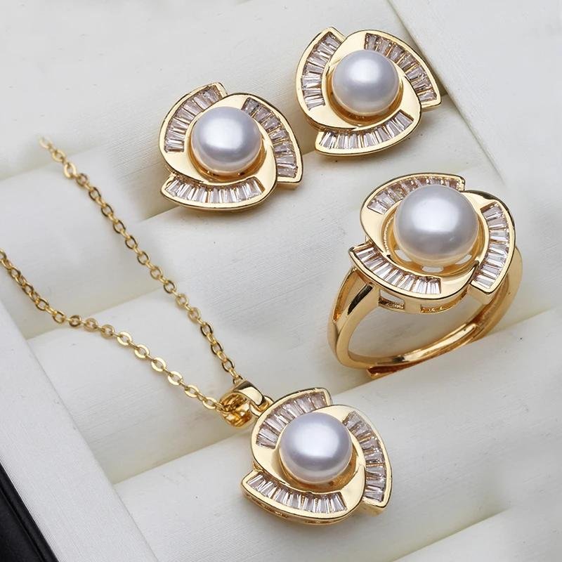 22761-2bb772.jpeg Elegant Freshwater Pearl Jewelry Set Real Pearl Necklace Stud Earrings for Women