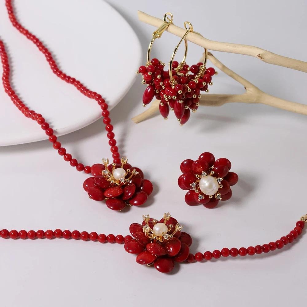 22785-a5d8cf.jpeg GLSEEVO Coral Pearl Jewelry Set Women Ring Earrings Necklace Fashion Accessories