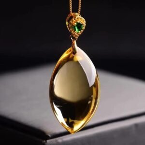 Citrine Water Drop Pendant Necklace Natural Yellow Quartz AAAAA Gemstone Women Jewelry