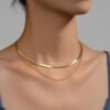 Flat Snake Chain Necklace Unisex Stainless Steel Herringbone Choker Gold Silver Jewelry