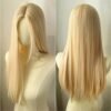 Light Blonde Straight Wig for Women 28 Inch Synthetic Cosplay Wig