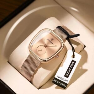 POEDAGAR Elegant Ladies Watch Waterproof Quartz Watch with Mesh Steel Band