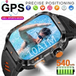 Men’s Military GPS Watch Waterproof Smartwatch with Compass, Heart Rate and LED Flashlight